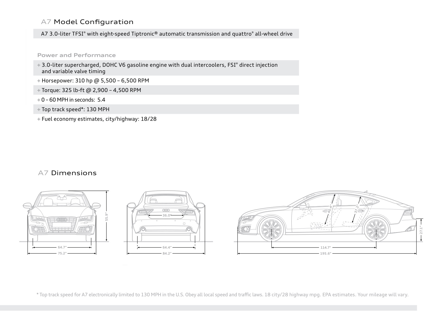 2012 Audi A7 Brochure Page 37